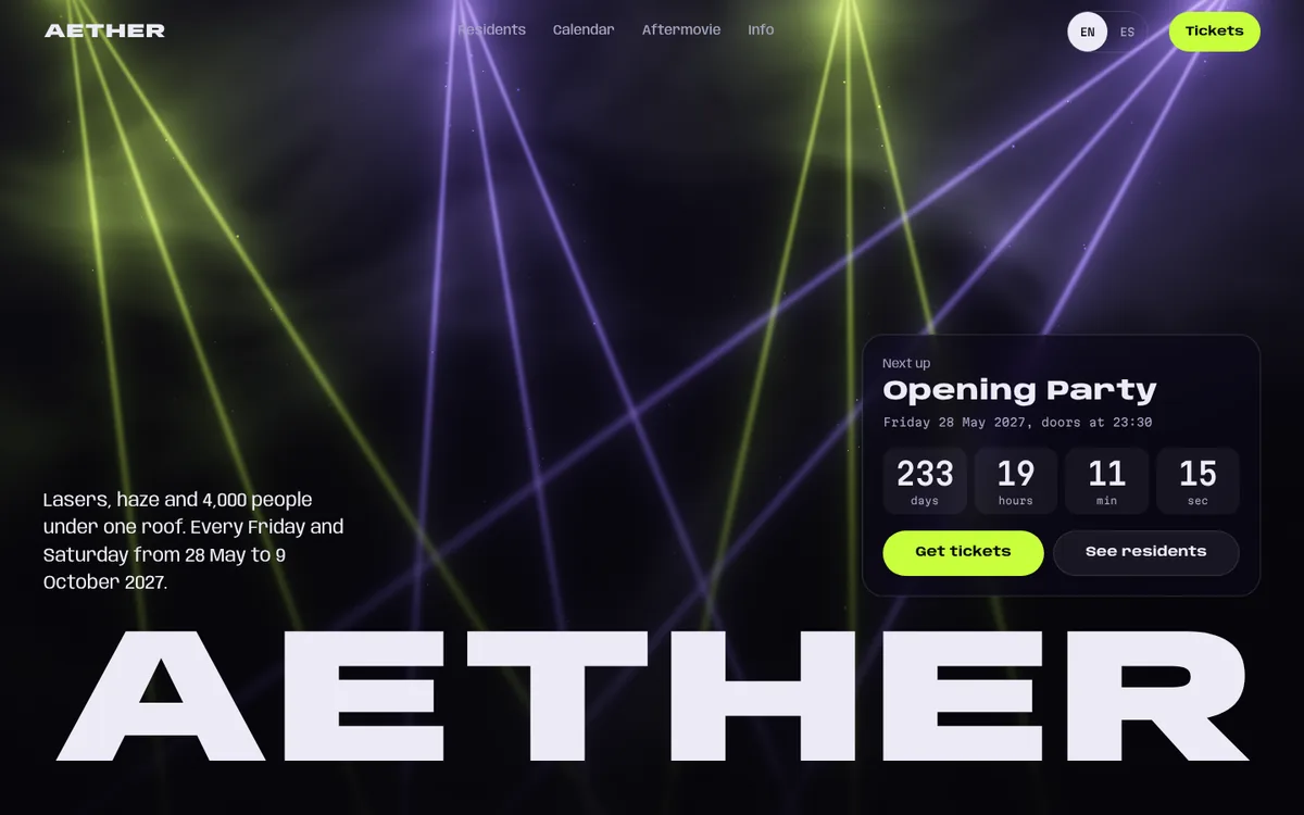 Captura de la web concepto AETHER